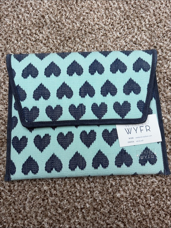 wknd wyfr Handbags - Blue Heart Pattern “Sweater Weather Clutch” WKND WYFR